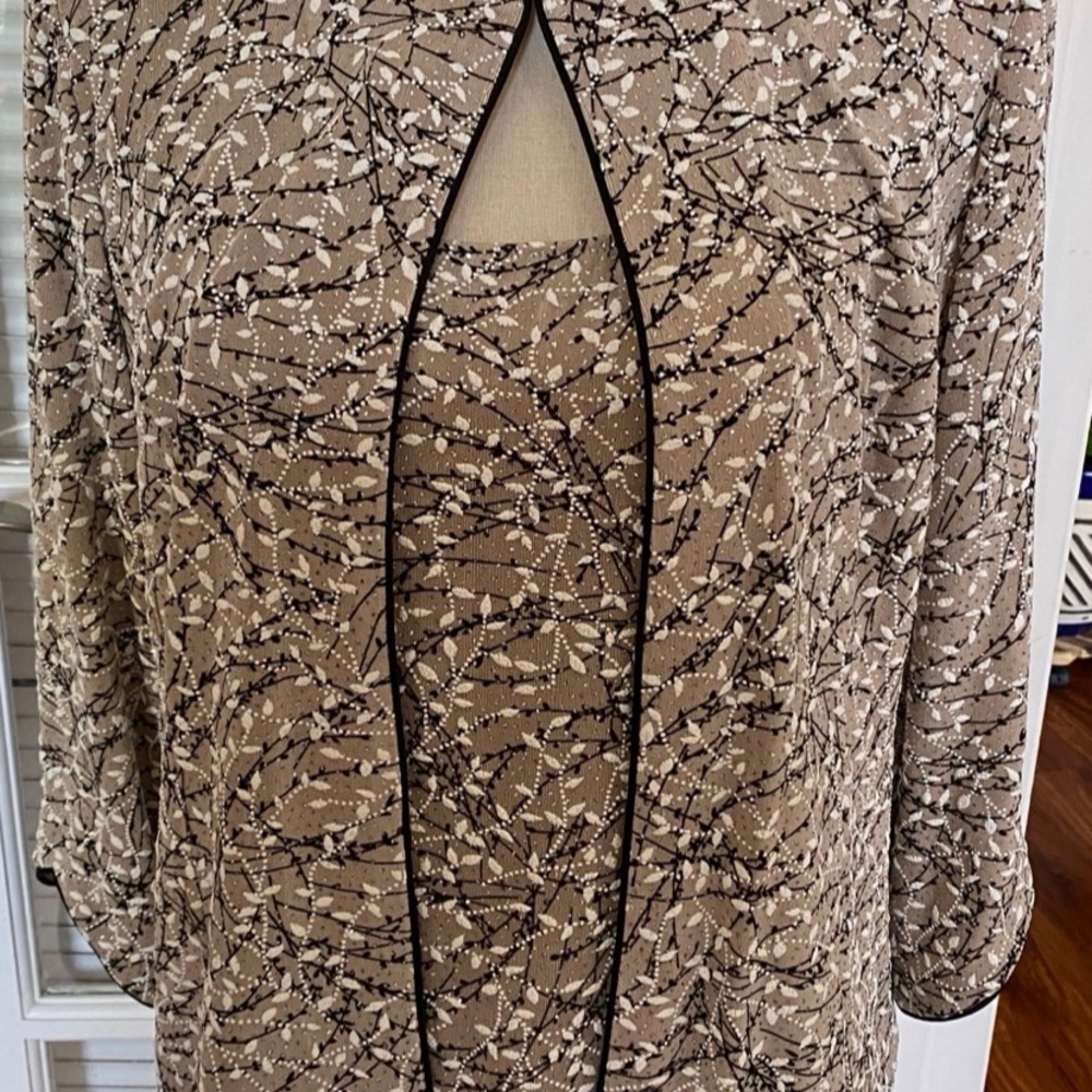 Alex Evenings Beige and Black Sequin Tank Top and Jacket set
